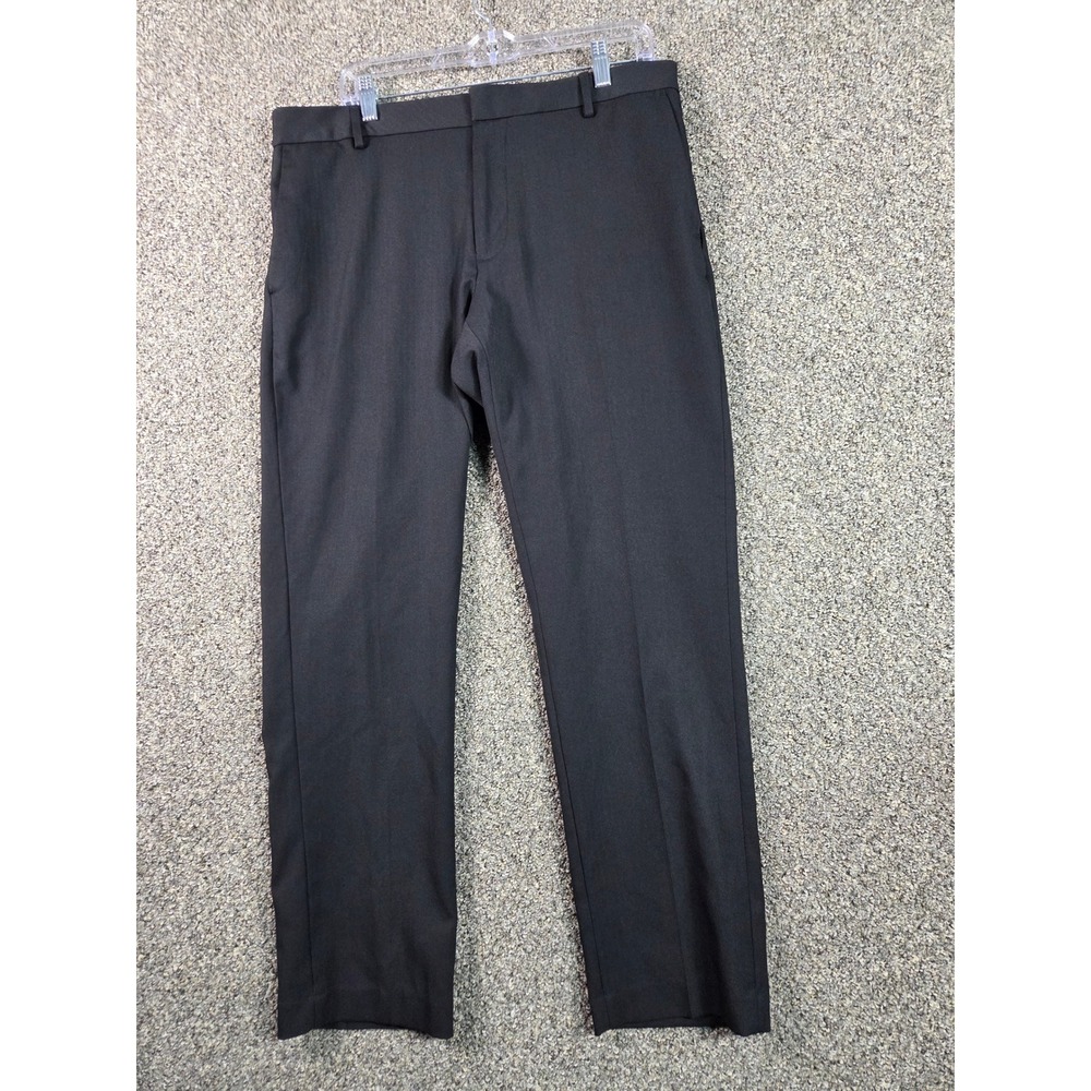 Van Heusen Dress Pants Men 34x30 Blackā Slim Traveler Slacks Flat Front